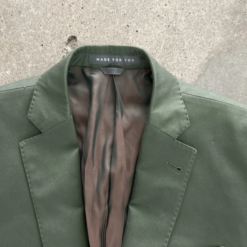 INDOCHINO Green 2 Pc Suit SoHo Jacket Blazer and Newbury Cuffed Pants XS